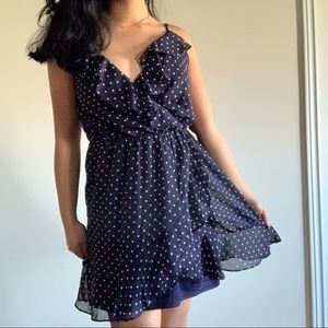 Spring Polka Dot Ruffle Trim Dress